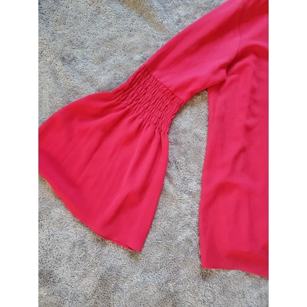 Michael Kors M Bell Sleeve Pullover Light Weight Top Blouse Raspberry 3288